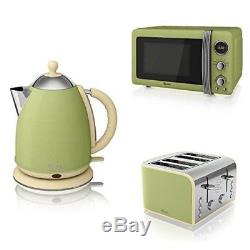 sage green kettle toaster and microwave