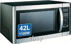 1100W 42L Large Capacity Microwave oven with Grill Easy Clean Grey Cavity
