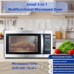 1100W 42L Large Capacity Microwave oven with Grill Easy Clean Grey Cavity