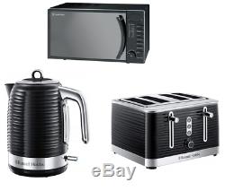 17L Digital Microwave, Kettle and 4-Slice Toaster Set, Black or Cream Colour