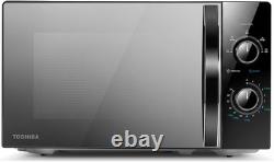 20L Black Silver Mirror Microwave Oven, 700W Manual Solo Compact Countertop Micro