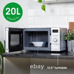 20L Compact Silver Microwave 700W Power, 8 Auto Menus & Defrost Function
