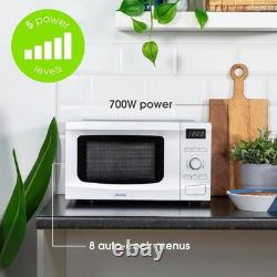 20L Compact Silver Microwave 700W Power, 8 Auto Menus & Defrost Function