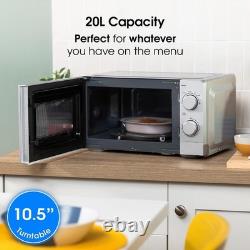 20L Manual Microwave Silver 700W with 5 Power Levels & Timer, Button & Dial C