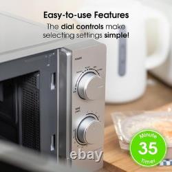 20L Manual Microwave Silver 700W with 5 Power Levels & Timer, Button & Dial C