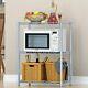 2 Tier Microwave Oven Rack Stand Shelf Stainless Steel Kitchen Storage Organiser
