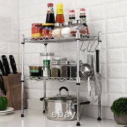 2 Tier Microwave Oven Rack Stand Stainless Steel Kitchen Storage Organiser Shelf