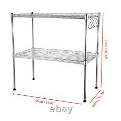 2 Tier Microwave Oven Rack Stand Stainless Steel Kitchen Storage Organiser Shelf