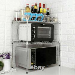 2 Tier Stainless Steel Kitchen Storage Organiser Microwave Oven Rack Stand Shelf