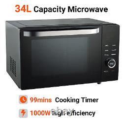 34L Microwave Oven Countertop Pull Open Door Convection Grill Defrost Function