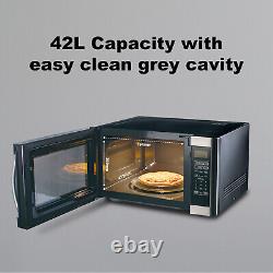 42L Large Microwave Oven Grill Grey Cavity 11 Optional Microwave Power Levels