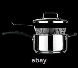 4l Tenzo S II Series Chip Pan Fryer Stainless Steel Non Slip With LID & Basket