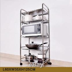 5 Tiers Mobile Trolley Kitchen Baker's Rack Microwave Oven Stand Storage v5-60
