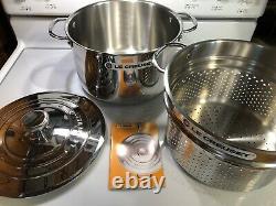 9 Quart LE CREUSET Stainless Steel Stockkpot with Insert & Lid 26cm NWT