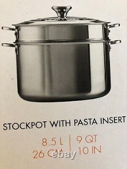 9 Quart LE CREUSET Stainless Steel Stockkpot with Insert & Lid 26cm NWT