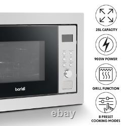 Baridi 25L Integrated Built-In Microwave Oven with Grill 900W Stainless Steel B