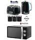 Black Breville Kettle And Toaster Set & Russell Hobbs Microwave & Canister Set