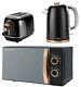Black Rose Gold Set Cordless Kettle Toaster Tower And Russell Hobbs Microwave