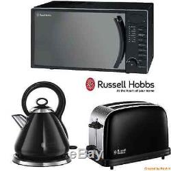 Black Russell Hobbs Microwave+Legacy Kettle+Colour Plus 2 Slice Toaster NEW SET