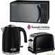 Black Russell Hobbs Stainless Steel Microwave, Colours Plus Kettle + Toaster Set