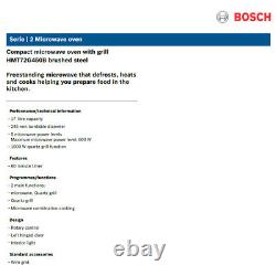 Bosch Series 2 HMT72G450B Brushed Steel Freestanding Microwave 800W 17L Timer
