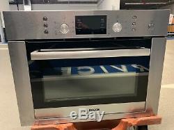 Bosch compact microwave combination oven HBC84E653B brushed steel. Used