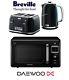 Breville Impressions Black Kettle And Toaster Set & Daewoo Retro Microwave New