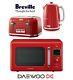 Breville Impressions Red Kettle And Toaster Set & Daewoo Retro Microwave New