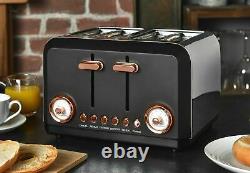 Brooklyn Black & Rose Gold Microwave, Kettle & Toaster Set