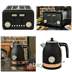 Brooklyn Black & Rose Gold Microwave, Kettle & Toaster Set Plus CANISTERS