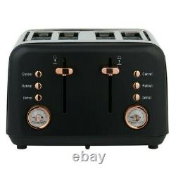 Brooklyn Black & Rose Gold Microwave, Kettle & Toaster Set Plus CANISTERS