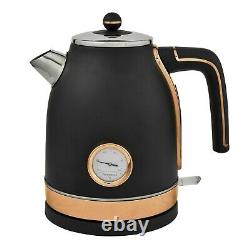 Brooklyn Black & Rose Gold Microwave, Kettle & Toaster Set Plus CANISTERS
