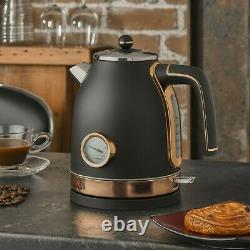 Brooklyn Black & Rose Gold Microwave Kettle & Toaster kitchen Set Multi-add