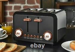 Brooklyn Black & Rose Gold Microwave Kettle & Toaster kitchen Set Multi-add