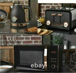 Brooklyn Black & Rose Gold Microwave Kettle & Toaster kitchen Set Multi-add