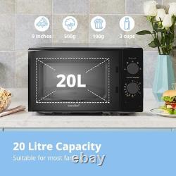 COMFEE' Black Compact Microwave Oven 700W with Manual Control 20L