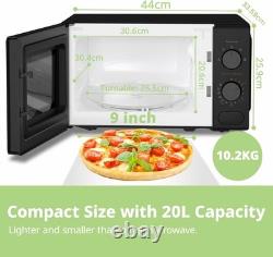 COMFEE' Black Compact Microwave Oven 700W with Manual Control 20L