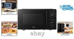 Compact 20L Black Microwave Oven 700W Solo with 5 Power Levels and Dial Timer