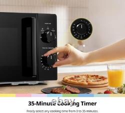 Compact 20L Black Microwave Oven 700W Solo with 5 Power Levels and Dial Timer