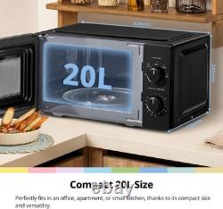Compact 20L Black Microwave Oven 700W Solo with 5 Power Levels and Dial Timer