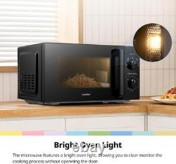 Compact 20L Black Microwave Oven 700W Solo with 5 Power Levels and Dial Timer