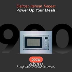 Cookology Built-In Microwave & Grill 900W Integrated 60cm 25L S/Steel BIM25LWO