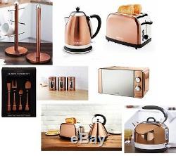 Copper Microwave, Diamond Kettle, 2 Slice Toaster 16pcCutlerySet & 3 Canisters SET