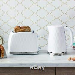 Cordless Electric Kettle & 4-Slice Toaster and Microwave Russell Hobbs Set WHITE