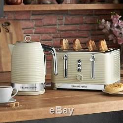 Cream Russell Hobbs Inspire Set Cordless Jug Kettle 4-Slice Toaster & Microwave