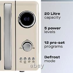 Daewoo Kensington Microwave Retro Cream 20L Digital Timer Defrost 5 Setting 800W