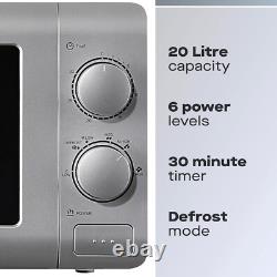 Daewoo Manual Microwave 20 Litres Defrost With 6 Power Settings 800W Silver