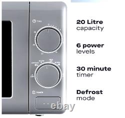 Daewoo Microwave 800W 20L With Defrost Energy Efficient Cooking Silver White