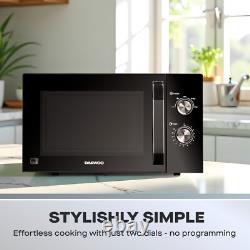 Daewoo Modern Black 800W 23L Microwave 35Min Timer 5 Power Settings Auto Defrost