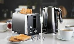 Daewoo Ombre 1.7L Kettle, 2 Slice Toaster & 20L Microwave Kitchen Set Black